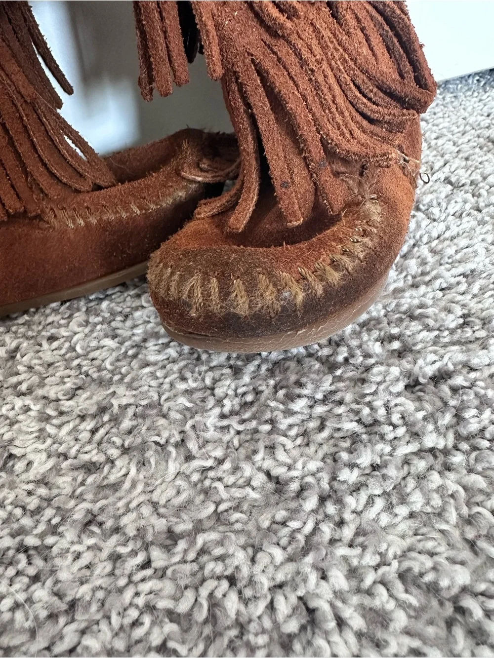 Minnetonka Toddler Girl Brown Suede 3-Tier Fringe Boots Size 7